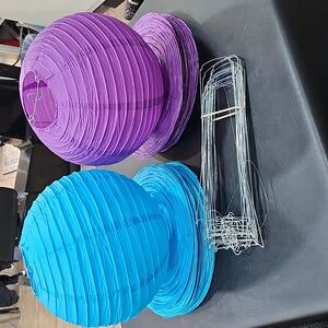 VIBRANT BLUE and PURPLE PAPER LANTERN SET